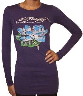   Audigier Womens Tattoo Style Lotus Flower Long Sleeve T Shirt Tee Top