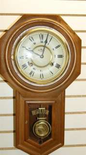 REGULATOR D&A WALL CLOCK, KEY WIND WITH CHIME, WOOD  