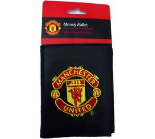 MANCHESTER UNITED FC BLACK LEATHER MONEY WALLET GIFT  