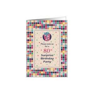  80th Surprise Birthday Party Invitations Colorful Card 