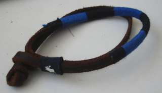 ABERCROMBIE & FITCH ADJUSTABLE WHITE BLUE GRAY LEATHER BRACELET BRAND 