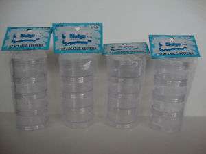 BEAD CADDY STACKABLE STORAGE CONTAINER ACRYLIC LOT OF 4  