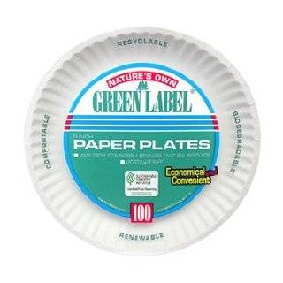 AJM Packaging PP9GRAWH 9 White Paper Plates Green Label (12 Packs of 