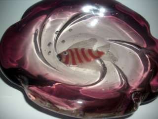 BARBINI FISH AQUARIUM MURANO GLASS LARGE HEAVY BOWL 1950s   SIGNED 