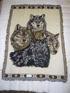 Wolf Pack Portrait Throw Blanket (100% Cotton)  