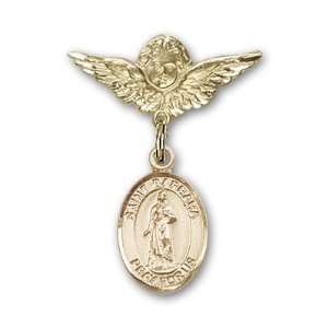  Baby Badge with St. Barbara Charm and Angel w/Wings Badge Pin Jewelry