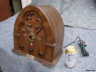 ANTIQUE VINTAGE TUBE Radio Wood Philco Ford R 90 Early repro WORKS 