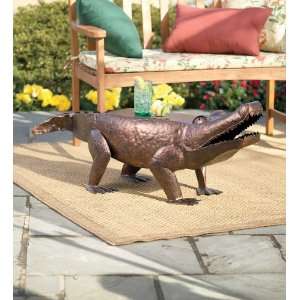   Iron Alligator Bench with Antique Copper Finish Patio, Lawn & Garden