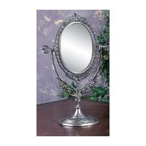  Antique Silver Plated Mirror with Stand   12 Tall 