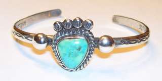 Amazing Silver & Turquoise Bracelet Navajo Artisan Angela Lee  