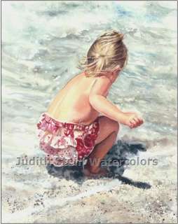   GIRL CHILDREN PLAY 8 x10 Giclee Watercolor Signed Print STEIN  