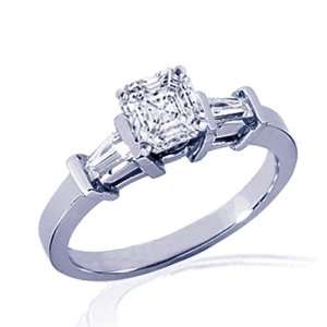 30 Ct Asscher Cut 3 Stone Diamond Engagement Ring Bar Set 14K SI1 F 