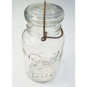  Antique Ball Ideal Quart Canning Jar with Wire Bail and 