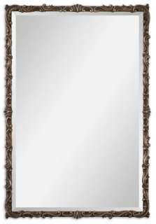Ornate Rectangular Silver Art Deco Bathroom Wall Mirror  