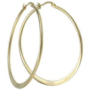  Stainless Steel Large Hoop Earrings Gold Color: Jewelry