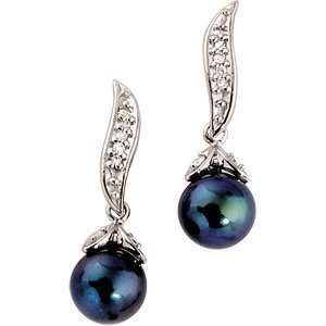   Black Pearl & Diamond Earring Diamond quality AA (I1 clarity, G I