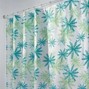  96 Extra Long Ada Blue And Green Floral Fabric Shower Curtain 