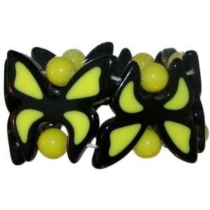  Butterfly Stretch Bracelet with Beads In Neon Yellow with 