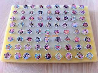 72 Disney Princess Children Ring Set Cupcake party cute  