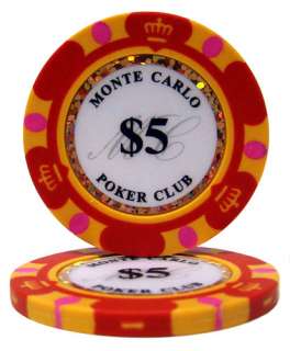 200 Monte Carlo Casino Poker Chips & Acrylic Tray  