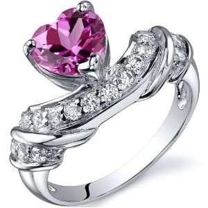 Heart Shape 1.75 carats Pink Sapphire Cubic Zirconia Ring in Sterling 