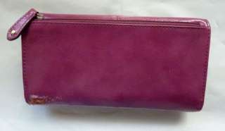 COACH Ashley Leather Plum Dark Pink Checkbook Wallet, 46306  