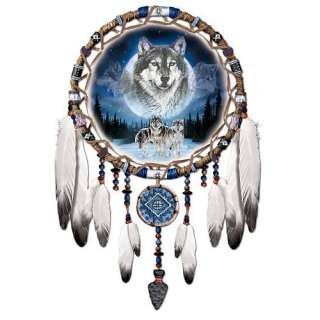 Dreams Of The Wild Wolf Art Native American Style Dreamcatcher Wall 