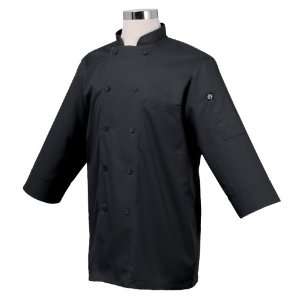  Chef Works JLCL BLK L Basic 3/4 Sleeve Chef Coat, Black 