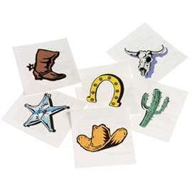 WESTERN COWBOY RODEO Temporary Tattoos Birthday Party Goody Bag Favors 
