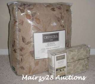 NEW Croscill ANDOVER Nature, Leaves 8pc QUEEN COMFORTER SET & SHEETS 