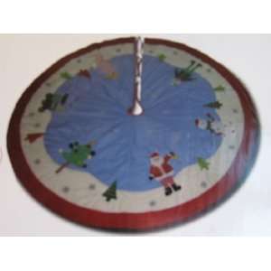   Quilted & Appliqued 48 Diameter Christmas Tree Skirt