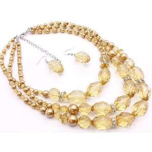   Crystal Beads Multi strands Chunky Beads Necklace 