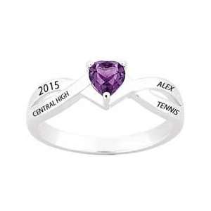    Sterling Silver Birthstone Heart Class Ring FAMILY JEWELRY Jewelry