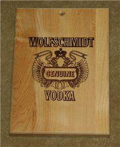 Vintage Wood Cheese Cutting Board   Wolfschmidt Vodka Advertising 