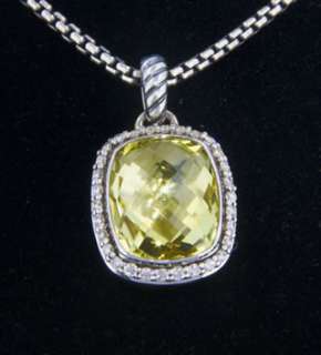 David Yurman Lemon Citrine Diamond Sterling Silver Necklace. Citrine 