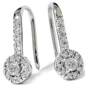 4CT Diamond Pave Set Round Drop Style Halo Earrings 14K White Gold 