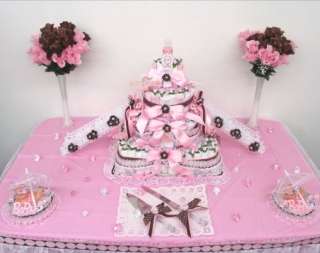Girls Baby Shower Diaper Cake Centerpieces/Gift/Decorations/Favors 