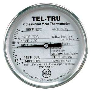 Tel Tru RM275R Meat Cooking Thermometer, 2 inch dial, 5 inch stem, 140 
