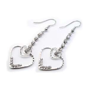  LOVE HEARTS Austrian Crystal Drop Dangle Earrings: Jewelry