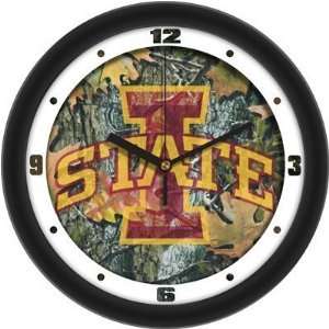 Iowa State Cyclones Suntime 12 Camo Glass Crystal Wall Clock   NCAA 
