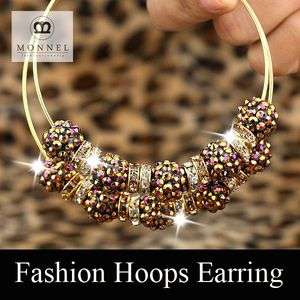  Basketball Wives Circle Hoops Earring Fashion Jewelry Beads Gold Tone