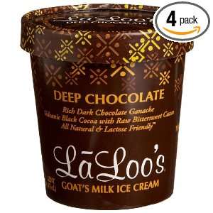 Laloos Goats Milk Ice Cream, Deep Chocolate, 16 Ounce Tubs (Pack of 