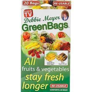 As Seen on TV Debbie Meyer Green Bags Stay Fresh Vegetables (10 Pack 