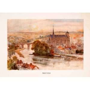  1907 Color Print Poitiers Cathedral Herbert Marshall Clain 