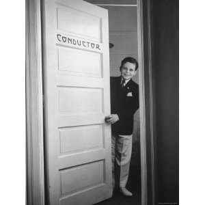 Young Conductor Lorin Maazel Standing in Doorway to His Dressing Room 