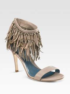   first to write a review sexy leather open toe with swingy fringe at