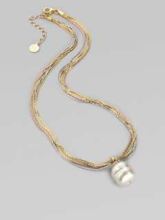Majorica   16MM White Baroque Pearl Multi Chain Necklace