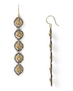 Miguel Ases Pyrite Beaded Gold Filled Linear Earrings