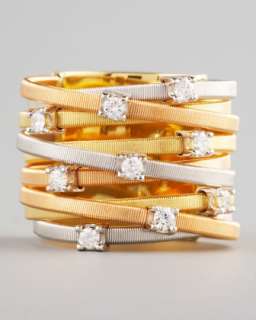 Goa Diamond Mixed Gold Ring, 9 Stack