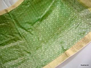 Indian Art Silk Weaved Sari Curtain Drape Panel Fabric with Golden 